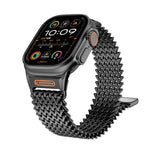 Bracelet de montre en acier inoxydable magnétique de type W à longue chaîne, pour Apple Watch 46mm / 49mm / 45mm / 44mm