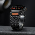 Bracelet de montre en acier inoxydable magnétique de type W à longue chaîne, pour Apple Watch 46mm / 49mm / 45mm / 44mm