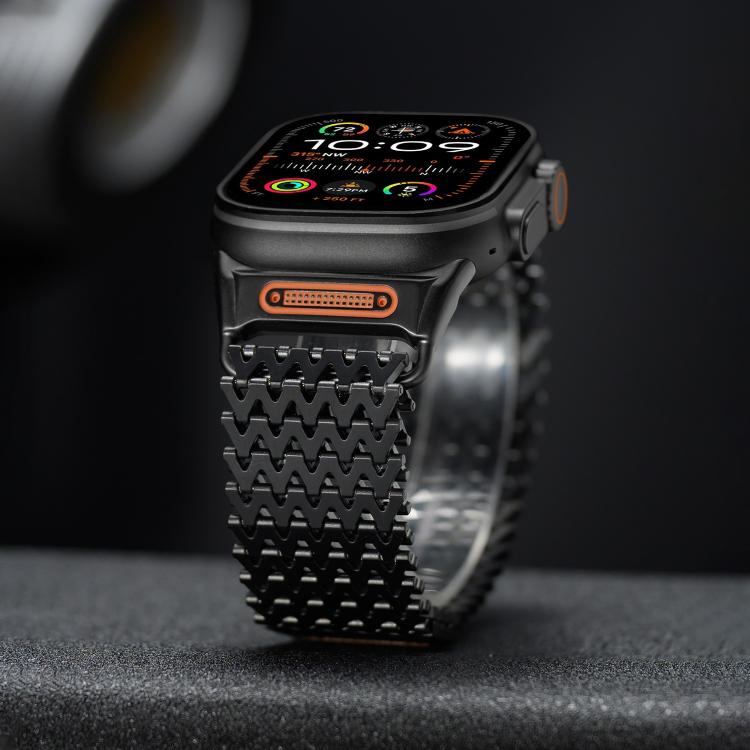 Bracelet de montre en acier inoxydable magnétique de type W à longue chaîne, pour Apple Watch 46mm / 49mm / 45mm / 44mm
