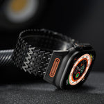Bracelet de montre en acier inoxydable magnétique de type W à longue chaîne, pour Apple Watch 46mm / 49mm / 45mm / 44mm
