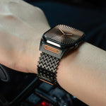 Bracelet de montre en acier inoxydable magnétique de type W à longue chaîne, pour Apple Watch 46mm / 49mm / 45mm / 44mm