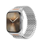 Bracelet de montre en acier inoxydable magnétique de type W à longue chaîne, pour Apple Watch 46mm / 49mm / 45mm / 44mm