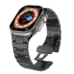Bracelet de montre en métal avec fermoir papillon de style mécanique, pour Apple Watch 46mm / 49mm / 45mm / 44mm, pour Apple Watch 42mm / 41mm / 40mm / 38mm