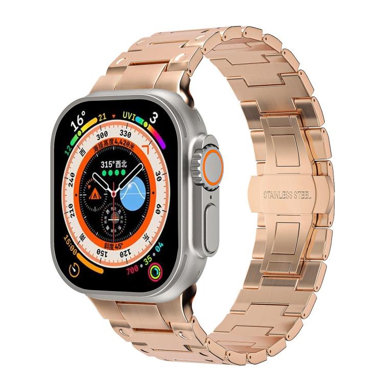 Bracelet de montre en métal avec fermoir papillon de style mécanique, pour Apple Watch 46mm / 49mm / 45mm / 44mm, pour Apple Watch 42mm / 41mm / 40mm / 38mm