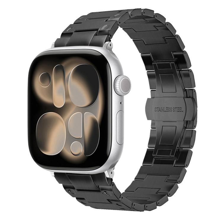 Bracelet de montre en métal avec fermoir papillon de style mécanique, pour Apple Watch 46mm / 49mm / 45mm / 44mm, pour Apple Watch 42mm / 41mm / 40mm / 38mm