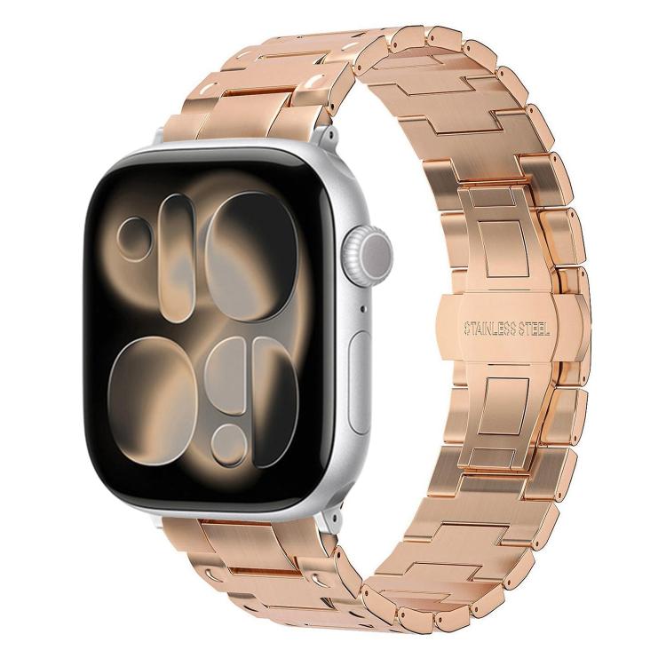 Bracelet de montre en métal avec fermoir papillon de style mécanique, pour Apple Watch 46mm / 49mm / 45mm / 44mm, pour Apple Watch 42mm / 41mm / 40mm / 38mm