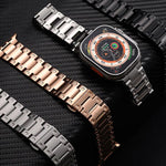 Bracelet de montre en métal avec fermoir papillon de style mécanique, pour Apple Watch 46mm / 49mm / 45mm / 44mm, pour Apple Watch 42mm / 41mm / 40mm / 38mm