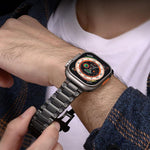 Bracelet de montre en métal avec fermoir papillon de style mécanique, pour Apple Watch 46mm / 49mm / 45mm / 44mm, pour Apple Watch 42mm / 41mm / 40mm / 38mm