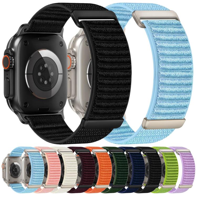 Bracelet de montre en nylon à fermeture auto-agrippante à deux sections, pour Apple Watch 46mm / 49mm / 45mm / 44mm, pour Apple Watch 42mm / 41mm / 40mm / 38mm