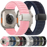 Bracelet de montre en nylon à motif de vagues avec boucle magnétique, pour Apple Watch 46mm / 49mm / 45mm / 44mm, pour Apple Watch 42mm / 41mm / 40mm / 38mm
