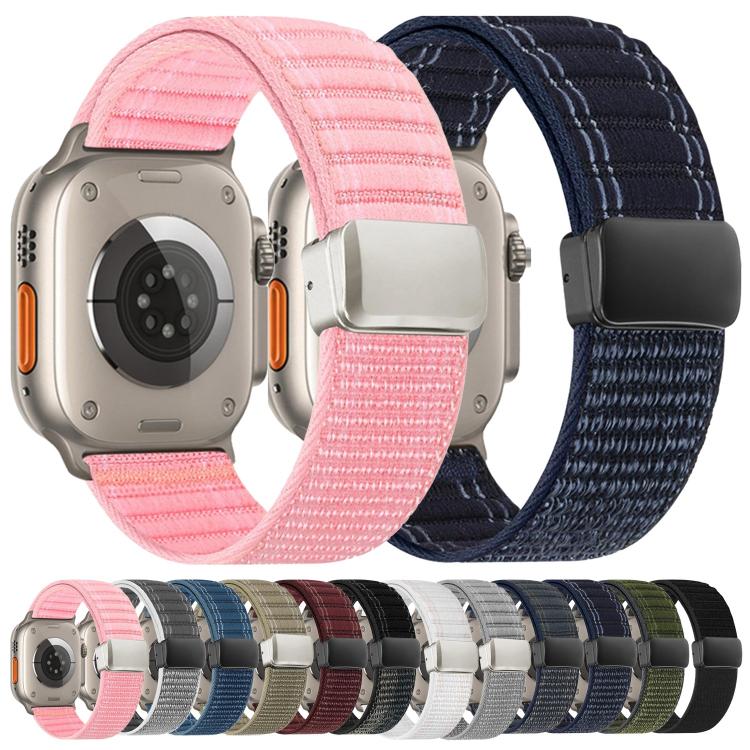 Bracelet de montre en nylon à motif de vagues avec boucle magnétique, pour Apple Watch 46mm / 49mm / 45mm / 44mm, pour Apple Watch 42mm / 41mm / 40mm / 38mm