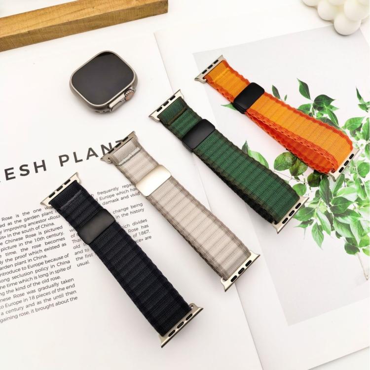 Bracelet de montre en nylon tressé à boucle magnétique tout-terrain, pour Apple Watch 46mm / 49mm / 45mm / 44mm, pour Apple Watch 42mm / 41mm / 40mm / 38mm