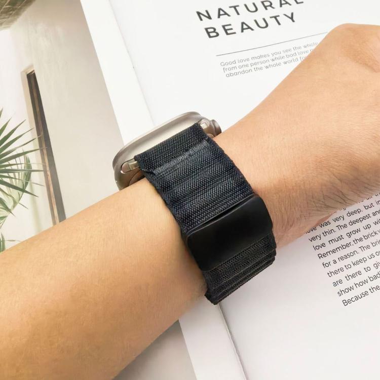 Bracelet de montre en nylon tressé à boucle magnétique tout-terrain, pour Apple Watch 46mm / 49mm / 45mm / 44mm, pour Apple Watch 42mm / 41mm / 40mm / 38mm