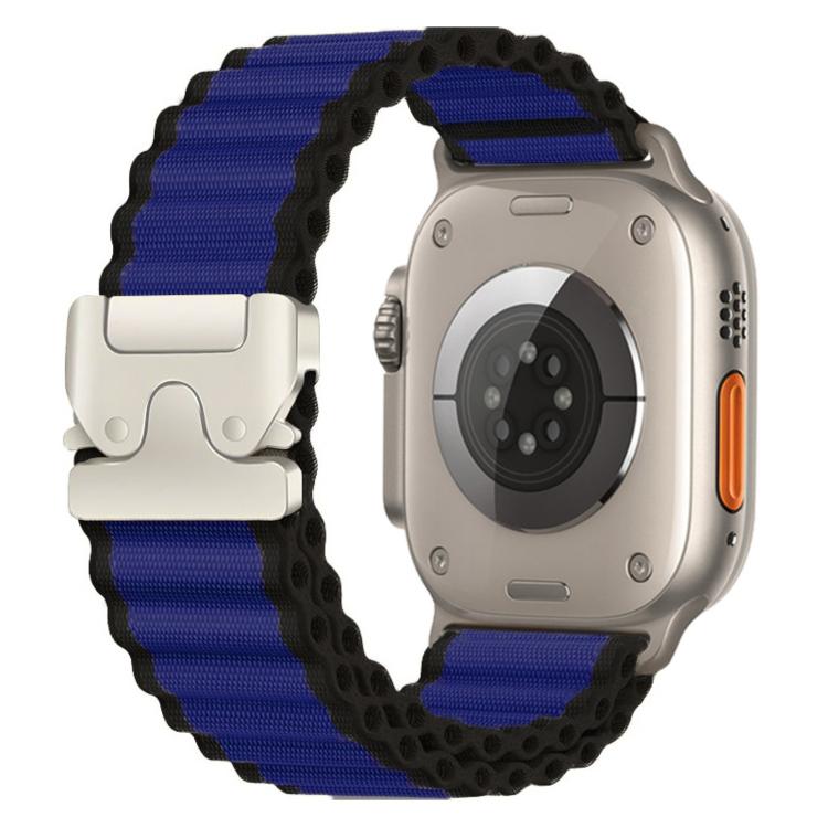 Bracelet de montre en nylon à larges côtes avec boucle de parachute, pour Apple Watch 46mm / 49mm / 45mm / 44mm, pour Apple Watch 42mm / 41mm / 40mm / 38mm