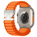 Bracelet de montre en nylon à larges côtes avec boucle de parachute, pour Apple Watch 46mm / 49mm / 45mm / 44mm, pour Apple Watch 42mm / 41mm / 40mm / 38mm