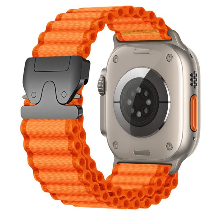 Bracelet de montre en nylon à larges côtes avec boucle de parachute, pour Apple Watch 46mm / 49mm / 45mm / 44mm, pour Apple Watch 42mm / 41mm / 40mm / 38mm