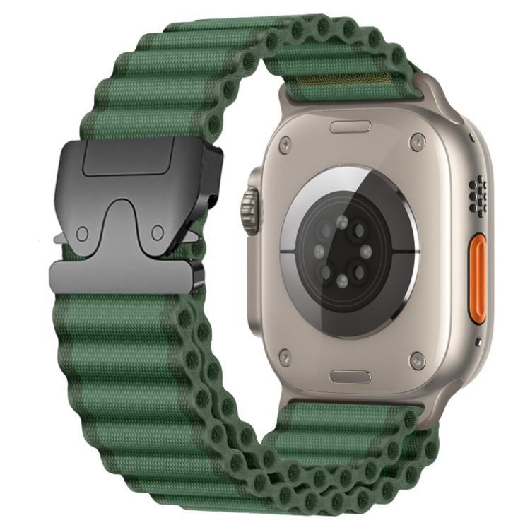 Bracelet de montre en nylon à larges côtes avec boucle de parachute, pour Apple Watch 46mm / 49mm / 45mm / 44mm, pour Apple Watch 42mm / 41mm / 40mm / 38mm