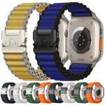 Bracelet de montre en nylon à larges côtes avec boucle de parachute, pour Apple Watch 46mm / 49mm / 45mm / 44mm, pour Apple Watch 42mm / 41mm / 40mm / 38mm