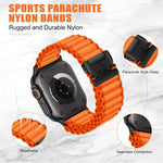 Bracelet de montre en nylon à larges côtes avec boucle de parachute, pour Apple Watch 46mm / 49mm / 45mm / 44mm, pour Apple Watch 42mm / 41mm / 40mm / 38mm