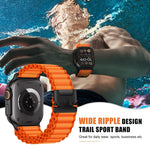 Bracelet de montre en nylon à larges côtes avec boucle de parachute, pour Apple Watch 46mm / 49mm / 45mm / 44mm, pour Apple Watch 42mm / 41mm / 40mm / 38mm