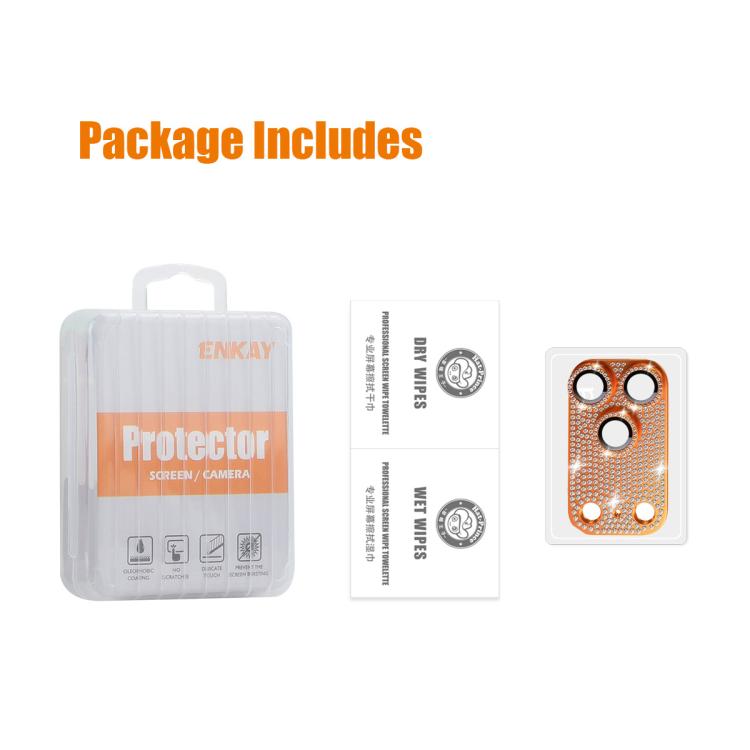 ENKAY Hat-Prince Blink Diamond Film en verre trempé en alliage d'aluminium pour objectif d'appareil photo, pour iPhone 17 Pro Max, pour iPhone 17 Pro, pour iPhone 17