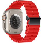 Bracelet de montre en silicone Ocean à boucle magnétique reconditionné, pour Apple Watch 46mm / 49mm / 45mm / 44mm, pour Apple Watch 42mm / 41mm / 40mm / 38mm