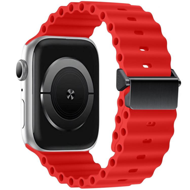 Bracelet de montre en silicone Ocean à boucle magnétique reconditionné, pour Apple Watch 46mm / 49mm / 45mm / 44mm, pour Apple Watch 42mm / 41mm / 40mm / 38mm