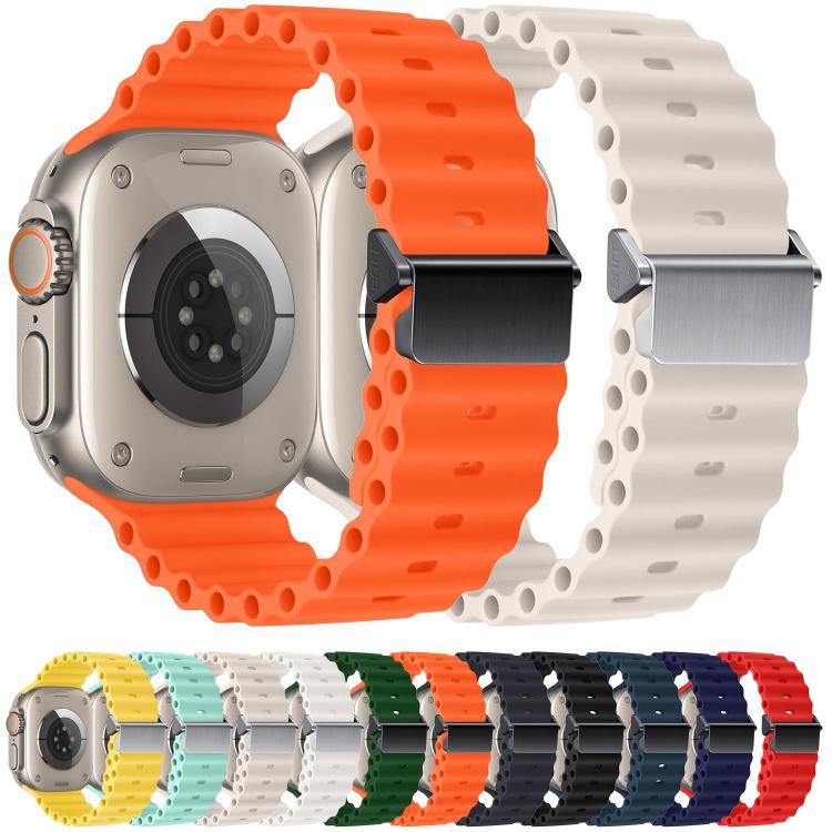 Bracelet de montre en silicone Ocean à boucle magnétique reconditionné, pour Apple Watch 46mm / 49mm / 45mm / 44mm, pour Apple Watch 42mm / 41mm / 40mm / 38mm