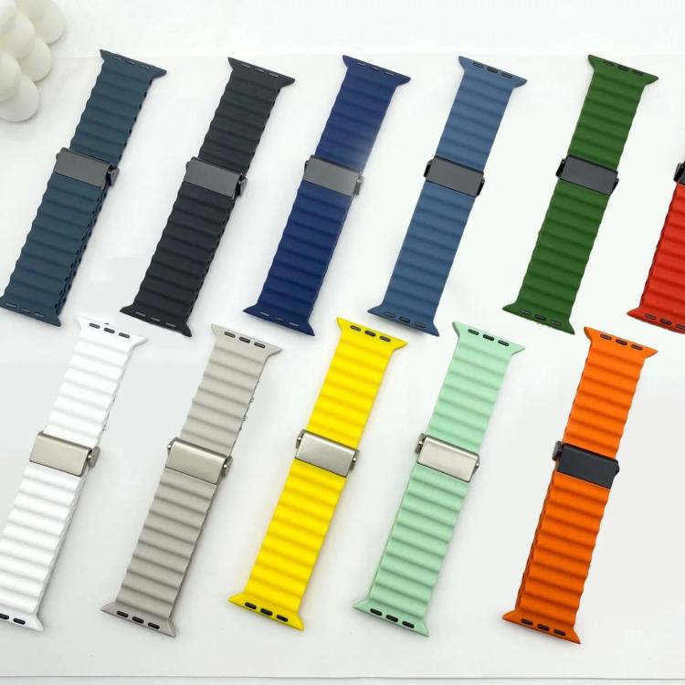 Bracelet de montre en silicone Ocean à boucle magnétique reconditionné, pour Apple Watch 46mm / 49mm / 45mm / 44mm, pour Apple Watch 42mm / 41mm / 40mm / 38mm