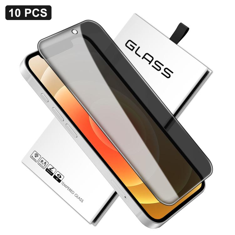 10pcs 360-Degree Privacy Silk-Screen Print Large Curved Edge High-Aluminium Tempered Glass Film, For iPhone 17e / 16e, For iPhone 17 Pro Max, For iPhone 17 Pro, For iPhone 17, For iPhone Air, For iPhone 16 Pro Max, For iPhone 16 Pro, For iPhone 16 Plus...