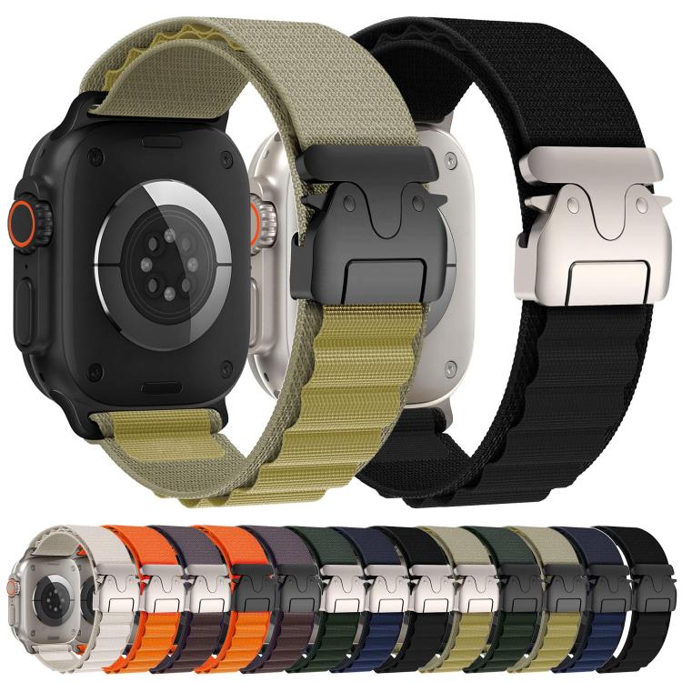 Bracelet de montre en nylon avec boucle parachute pour Apple Watch 46 mm / 49 mm / 45 mm / 44 mm, pour Apple Watch 42 mm / 41 mm / 40 mm / 38 mm