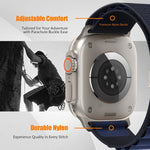 Bracelet de montre en nylon avec boucle parachute pour Apple Watch 46 mm / 49 mm / 45 mm / 44 mm, pour Apple Watch 42 mm / 41 mm / 40 mm / 38 mm