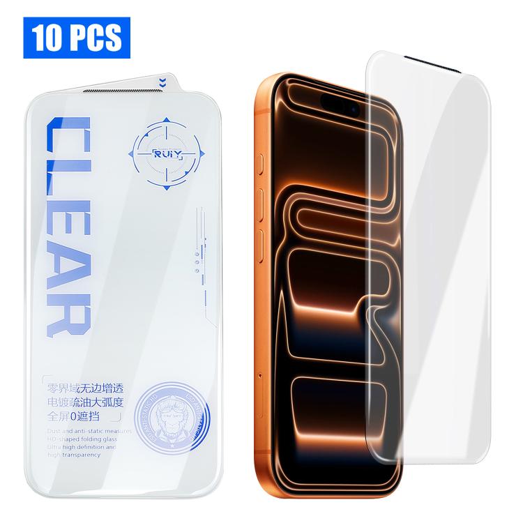 10 Films de protection en verre trempé HD sans bord incurvé 3D, pour iPhone 17 Pro Max, pour iPhone 17 Pro, pour iPhone 17, pour iPhone Air, pour iPhone 16 Pro Max, pour iPhone 16 Pro, pour iPhone 16 Plus, pour iPhone 16, pour iPhone 15 Pro Max...