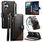 Étui portefeuille à fermeture éclair en cuir vegan avec sangle, pour iPhone 17 Pro Max, pour iPhone 17 Pro, pour iPhone 17, pour iPhone Air, pour iPhone 16 Pro Max, pour iPhone 16 Pro, pour iPhone 16 Plus, pour iPhone 16
