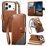 Étui portefeuille à fermeture éclair en cuir vegan avec sangle, pour iPhone 17 Pro Max, pour iPhone 17 Pro, pour iPhone 17, pour iPhone Air, pour iPhone 16 Pro Max, pour iPhone 16 Pro, pour iPhone 16 Plus, pour iPhone 16