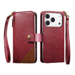Étui portefeuille à fermeture éclair en cuir vegan avec sangle, pour iPhone 17 Pro Max, pour iPhone 17 Pro, pour iPhone 17, pour iPhone Air, pour iPhone 16 Pro Max, pour iPhone 16 Pro, pour iPhone 16 Plus, pour iPhone 16