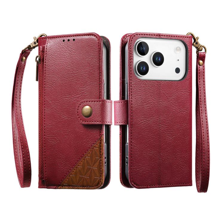 Étui portefeuille à fermeture éclair en cuir vegan avec sangle, pour iPhone 17 Pro Max, pour iPhone 17 Pro, pour iPhone 17, pour iPhone Air, pour iPhone 16 Pro Max, pour iPhone 16 Pro, pour iPhone 16 Plus, pour iPhone 16