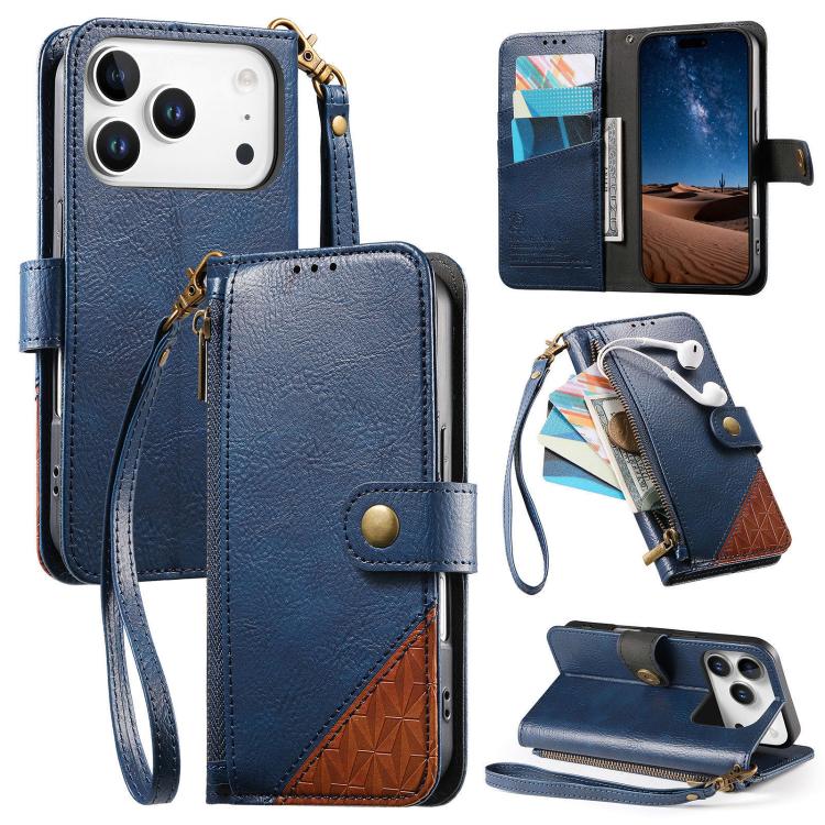 Étui portefeuille à fermeture éclair en cuir vegan avec sangle, pour iPhone 17 Pro Max, pour iPhone 17 Pro, pour iPhone 17, pour iPhone Air, pour iPhone 16 Pro Max, pour iPhone 16 Pro, pour iPhone 16 Plus, pour iPhone 16