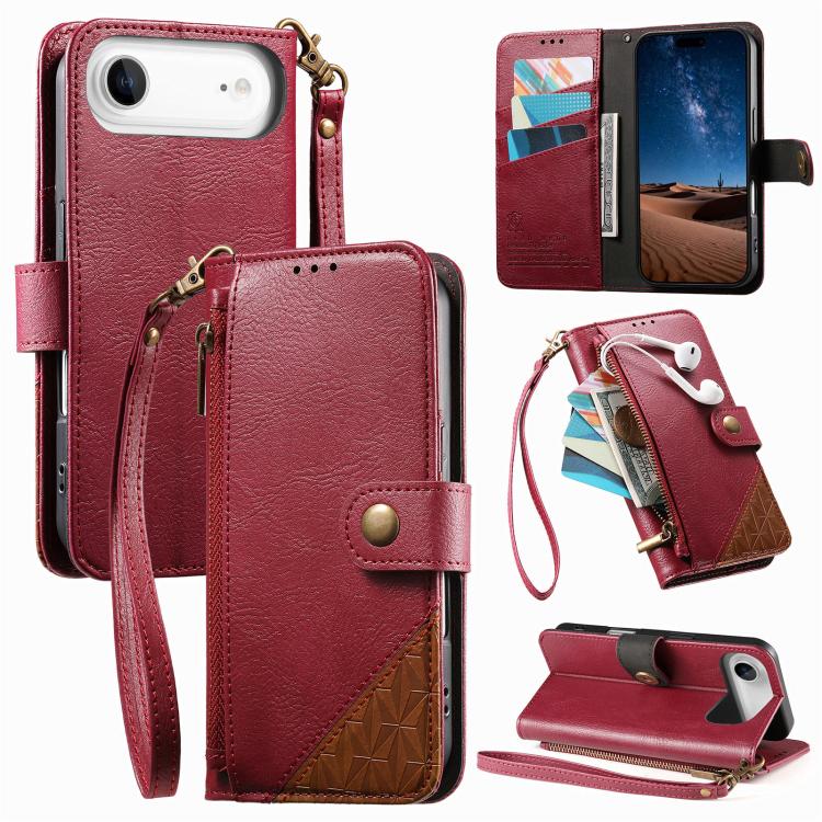 Étui portefeuille à fermeture éclair en cuir vegan avec sangle, pour iPhone 17 Pro Max, pour iPhone 17 Pro, pour iPhone 17, pour iPhone Air, pour iPhone 16 Pro Max, pour iPhone 16 Pro, pour iPhone 16 Plus, pour iPhone 16
