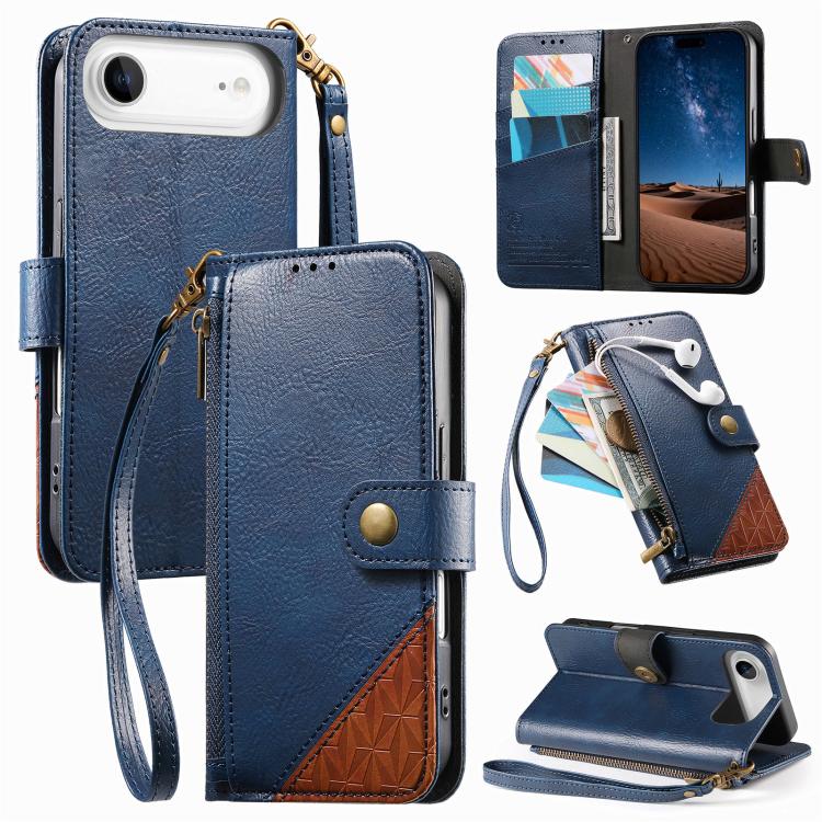 Étui portefeuille à fermeture éclair en cuir vegan avec sangle, pour iPhone 17 Pro Max, pour iPhone 17 Pro, pour iPhone 17, pour iPhone Air, pour iPhone 16 Pro Max, pour iPhone 16 Pro, pour iPhone 16 Plus, pour iPhone 16
