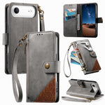 Étui portefeuille à fermeture éclair en cuir vegan avec sangle, pour iPhone 17 Pro Max, pour iPhone 17 Pro, pour iPhone 17, pour iPhone Air, pour iPhone 16 Pro Max, pour iPhone 16 Pro, pour iPhone 16 Plus, pour iPhone 16