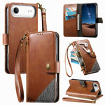 Étui portefeuille à fermeture éclair en cuir vegan avec sangle, pour iPhone 17 Pro Max, pour iPhone 17 Pro, pour iPhone 17, pour iPhone Air, pour iPhone 16 Pro Max, pour iPhone 16 Pro, pour iPhone 16 Plus, pour iPhone 16