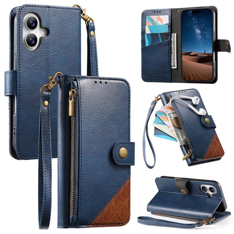 Étui portefeuille à fermeture éclair en cuir vegan avec sangle, pour iPhone 17 Pro Max, pour iPhone 17 Pro, pour iPhone 17, pour iPhone Air, pour iPhone 16 Pro Max, pour iPhone 16 Pro, pour iPhone 16 Plus, pour iPhone 16
