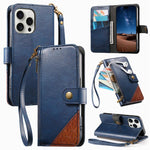 Étui portefeuille à fermeture éclair en cuir vegan avec sangle, pour iPhone 17 Pro Max, pour iPhone 17 Pro, pour iPhone 17, pour iPhone Air, pour iPhone 16 Pro Max, pour iPhone 16 Pro, pour iPhone 16 Plus, pour iPhone 16