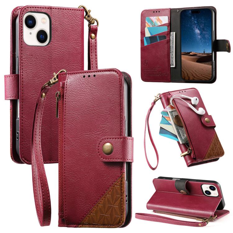 Coque de téléphone en cuir végétalien avec portefeuille à fermeture éclair et sangle, pour iPhone 15 Pro Max, pour iPhone 15 Pro, pour iPhone 15 Plus, pour iPhone 15