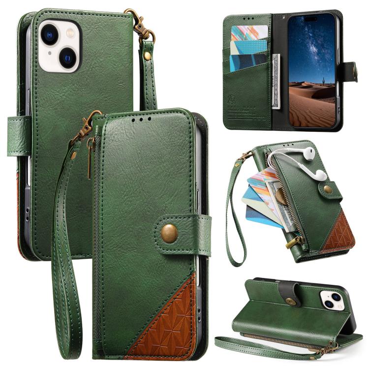 Coque de téléphone en cuir végétalien avec portefeuille à fermeture éclair et sangle, pour iPhone 15 Pro Max, pour iPhone 15 Pro, pour iPhone 15 Plus, pour iPhone 15