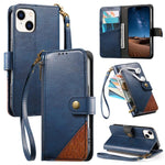 Coque de téléphone en cuir végétalien avec portefeuille à fermeture éclair et sangle, pour iPhone 15 Pro Max, pour iPhone 15 Pro, pour iPhone 15 Plus, pour iPhone 15