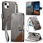 Coque de téléphone en cuir végétalien avec portefeuille à fermeture éclair et sangle, pour iPhone 15 Pro Max, pour iPhone 15 Pro, pour iPhone 15 Plus, pour iPhone 15