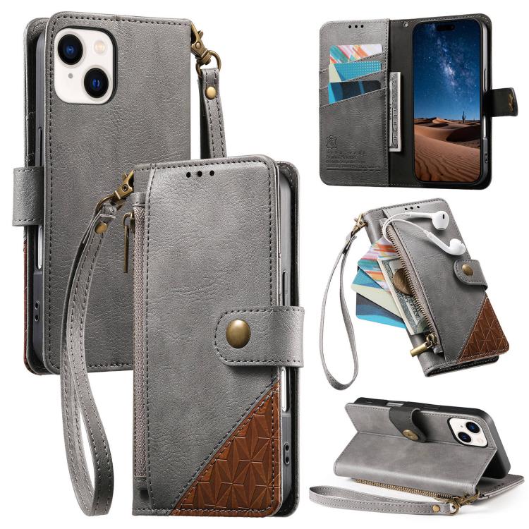 Coque de téléphone en cuir végétalien avec portefeuille à fermeture éclair et sangle, pour iPhone 15 Pro Max, pour iPhone 15 Pro, pour iPhone 15 Plus, pour iPhone 15