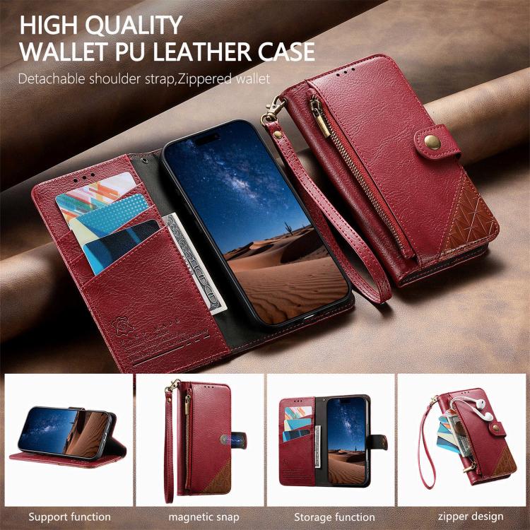 Coque de téléphone en cuir végétalien avec portefeuille à fermeture éclair et sangle, pour iPhone 15 Pro Max, pour iPhone 15 Pro, pour iPhone 15 Plus, pour iPhone 15